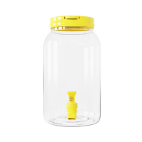 Distributeur de boissons en plastique transparent rose de 3,8 L (1 gallon) avec robinet pour jus et thé