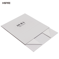 Boîte cadeau en papier magnétique blanche avec logo personnalisé, gaufrage à chaud, recyclable, pliable, rigide, avec couvercle magnétique