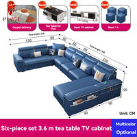 Ensemble Canapé en Tissu pour Salon, Diverses Tailles, Multifonctionnel, en U, Chaise Longue en Latex, Tissu Technique Anti-Taches, Canapé de Salon Simple