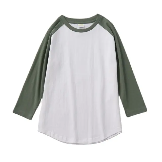 HY-YF230g7カスタムoemラグラン3/4スリーブ野球tシャツ綿100% tシャツ新しい色コントラストカジュアルルーズカスタムロゴ