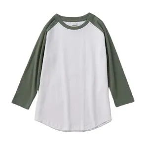 HY-YF230g7 Custom Oem Raglan 3/4 Mouw Baseball T-shirt 100% Katoen T-shirts Nieuwe Kleur Contrast Casual Losse Custom Logo