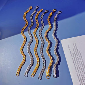 Pulseira de aço inoxidável sem tarniz, corda torção, corrente de tornozelo figaro, pulseira de osso, meia pérola, meia pulseira cubana - Product Image 5