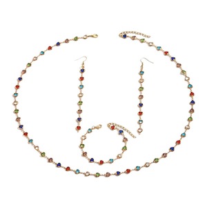 European and American style colorful heart jewelry <b>set</b>, candy-colored necklace, <b>bracelet</b>, earrings, glass heart-shaped ornaments - Product Image 5