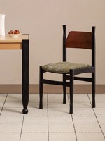Chaise de salle à manger en bois massif antique française avec siège rembourré en velours et dossier durable pour la salle à manger et les salons