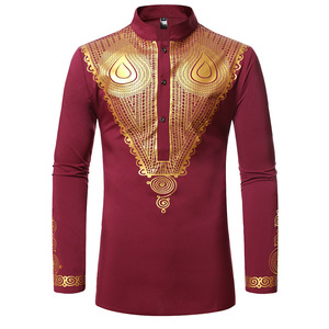 Robe <span class=keywords><strong>traditionnelle</strong></span> <span class=keywords><strong>africaine</strong></span> formelle à imprimé ethnique, chemise Dashiki à manches longues, coupe ajustée, col mandarin, vêtements <span class=keywords><strong>pour</strong></span> hommes <span class=keywords><strong>pour</strong></span> les festivals tribaux - Product Image 3