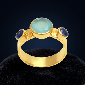 Bague Classique en Argent Sterling 925 de Qualité Supérieure avec Saphir et Aquecaldésonie Taille Ovale – Vente en Gros – Exportateur Direct - Product Image 2