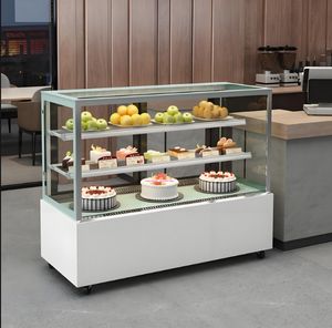 <span class=keywords><strong>Vitrina</strong></span> Refrigerada <span class=keywords><strong>Vertical</strong></span> para <span class=keywords><strong>Postres</strong></span>, Exhibidor de Bebidas con Vidrio Cuadrado e Iluminación LED para Tiendas de Té - Product Image 3