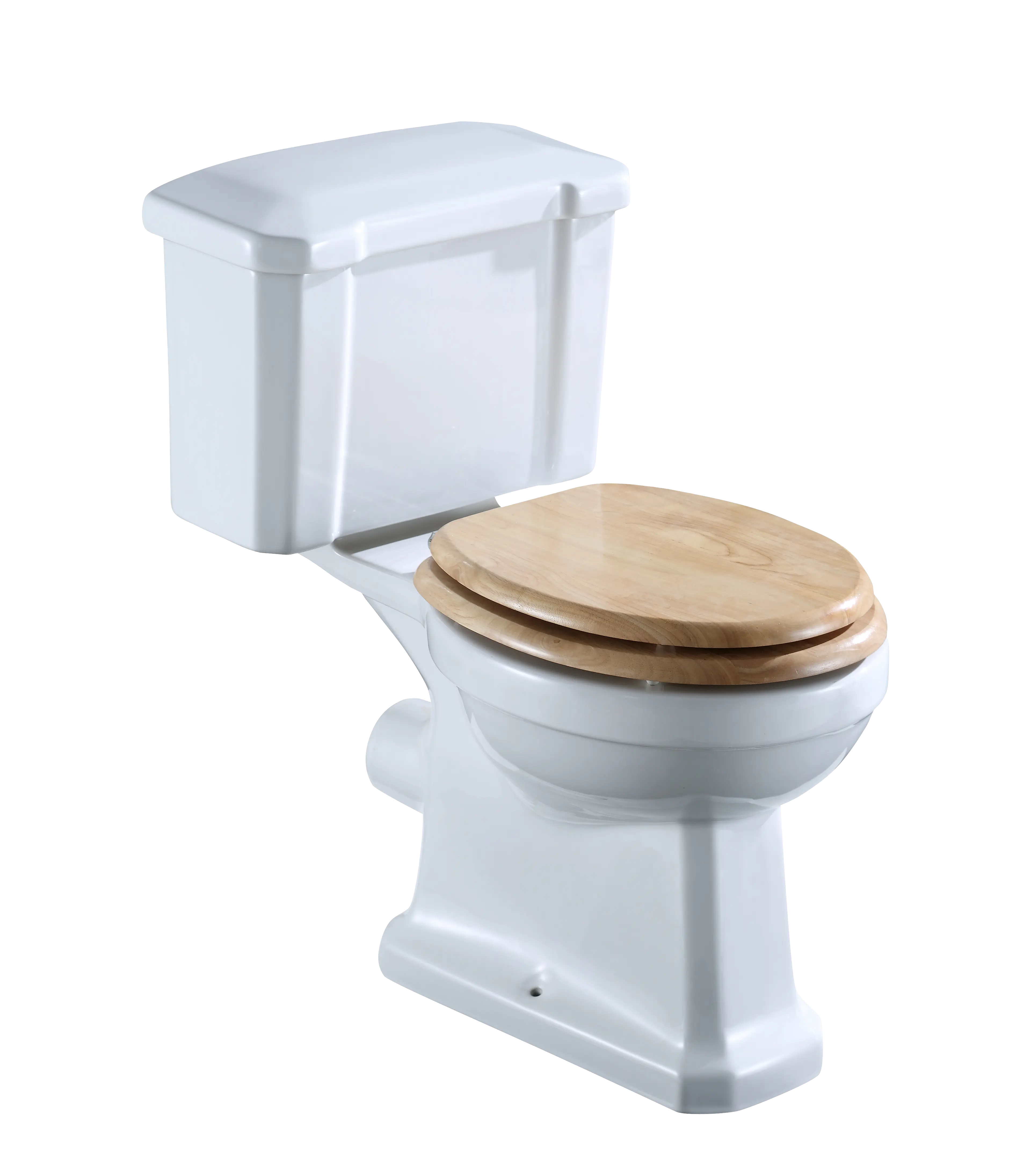 Saniteryware deux pièces de type traditionnel avec siège en bois cuvette de toilette en céramique