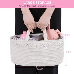 Carrito de pañales de cuerda de algodón grande para bebé, organizador de pañales de bebé, artículos esenciales para guardería, bolsa portátil para cambio de mesa y coche - Product Image 4