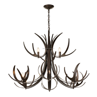 Lámpara Colgante Rústica de Estilo Campestre con Cadena Ajustable, Lámpara Artística de Metal Curvado con Forma de Cuerno de Ciervo Caribou