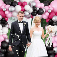 Guirlandes de ballons en latex noir et rose pour anniversaires, Fête de l'Indépendance, baby showers, fêtes de fin d'année - Écologiques et faciles à utiliser
