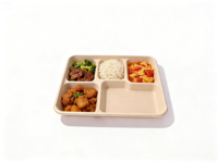 Plateau repas jetable en bagasse de canne à sucre biodégradable sans PFAS, non blanchi, pour plats à emporter et repas écologiques