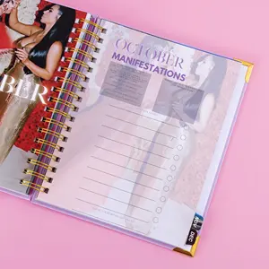 Impressão personalizada 2024 Capa dura A5 Espiral Paper Note Book Diário Journal Agenda Diário Diário Semanal Mensal Organizer Planner Notebook