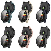 Verre Tschick + Étui pour Garmin Forerunner 165 Accessoire PC Protection intégrale du pare-chocs + Protection d'écran pour Garmin 165
