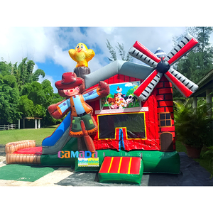 Casa de rebote temática Castel Farm hinchable colorida con tobogán, piscina de agua, requisito de alquiler de eventos - Product Image 2