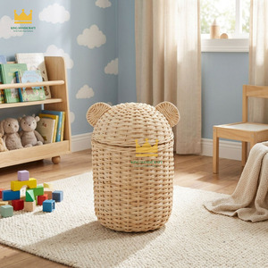 Hot Sale Cute Animal Shaped Rattan <b>Storage</b> <b>Basket</b> With Lid Eco-Friendly Handwoven For Children's <b>Toy</b> <b>Storage</b> - Product Image 2