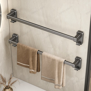 Porte-serviettes mural Blue Vine à 2 barres, étagère de rangement pour salle de bain, barre à serviettes simple - Product Image 1