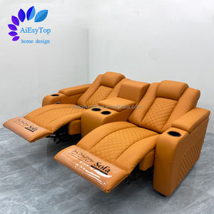 أريكة كهربائية بمقعدين مخصصة من VIP ذات مقعدين من الجلد الطبيعي تعمل بالطاقة المزدوجة أريكة منزلية للسينما مع كرسي ساخن - Product Image 3