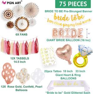 Kit de fournitures pour fête de future mariée, décorations pour enterrement de vie de jeune fille avec ballons de fête, bannière et écharpe « Future Mariée », et pompon pour bague - Product Image 2