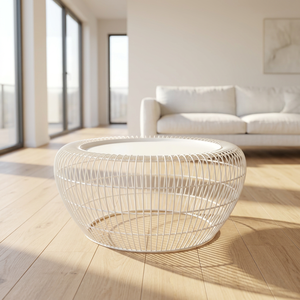 Table basse moderne en laiton AK, finition blanche, design unique, pour salon et décoration intérieure. - Product Image 3