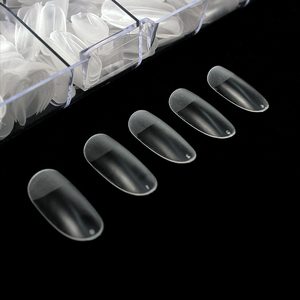 500 <span class=keywords><strong>Uñas</strong></span> Postizas Francesas Transparentes Mate, de Cobertura Completa, Cortas, Forma Almendrada - Product Image 6