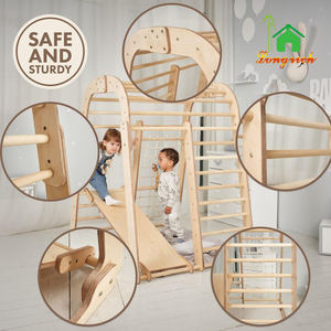 ملعب داخلي الغابة صالة ألعاب رياضية مجموعة لعب 6-في-1-انزلاق حبل جدار إطار تسلق أرجوحة-مونتيسوري نمط لعبة خشبية للأطفال - Product Image 5