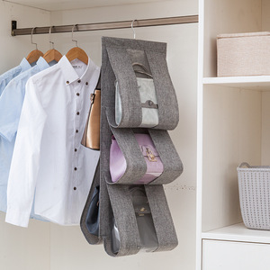<b>Hanging</b> Closet Organizer 5 Tier Gray Fabric With Clear Window For Bedroom Storage Hook Type Multifunctional Neatening Bag - Product Image 4