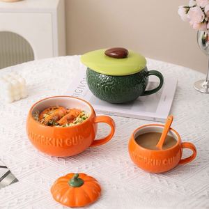 Mug créatif style citrouille et avocat, plusieurs tailles, mug à café avec cuillère en céramique, emballage en boîte, pour cadeau, usage quotidien - Product Image 2