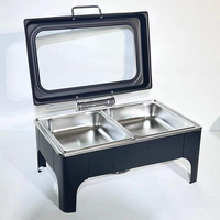Kommerzielle Gastronomieausrüstung: Schwarzes Speisenwärmer-Set, Moderner Edelstahl-Buffet-Chafing-Dish für Partys