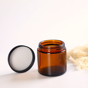 Modelo más vendido en el <span class=keywords><strong>mercado</strong></span> 5g/15g/20g/30g/100g/200g Frasco redondo de crema de vidrio ámbar Frasco cosmético recargable con tapas de rosca de metal - Product Image 4