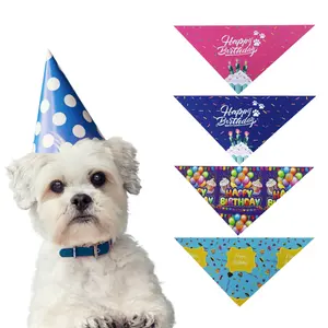 Bandana joyeux anniversaire pour chien garçon fille, écharpe d'anniversaire pour petits et moyens chiens