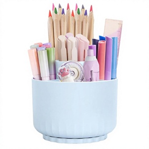 5-grid 360 Rotate Plastic Round Storage Pencil & <b>Pen</b> <b>Holder</b> Desktop Portable Office School /<b>Desk</b> - Product Image 2