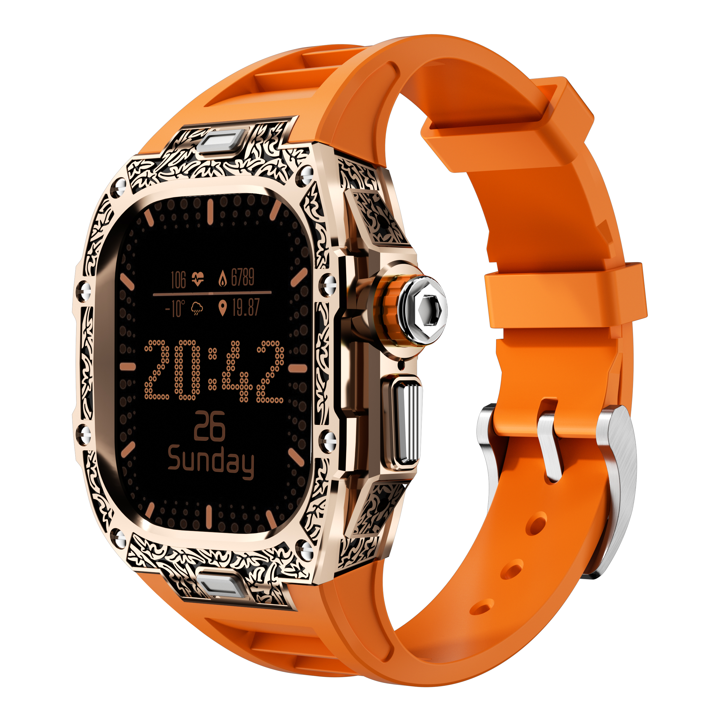 Rose Watch case+Orange yellow strap