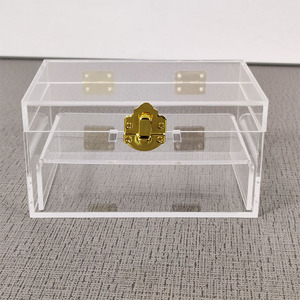 Cá nhân Acrylic Nhẫn cưới hộp lucite tham gia đề nghị lưu trữ quà tặng với khóa Snap - Product Image 5