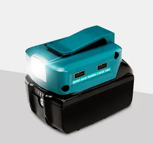 恒莱新款USB转换器充电器，适用于14.4V/18v狮子电池双带LED聚光灯户外手电筒，用于Makita电池