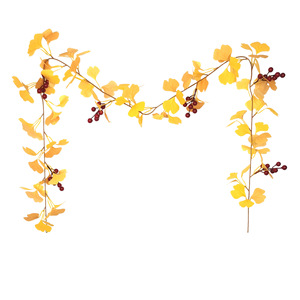 Feuilles de Ginkgo artificielles Xin Ouxi, 100cm-200cm, en tissu polyester résistant aux UV, décoration d'Halloween et d'automne - Product Image 5