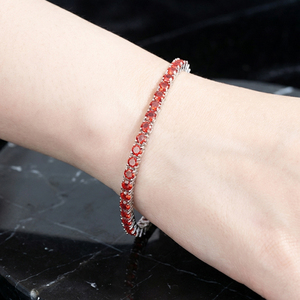 Factory Wholesale Women Luxury <b>Red</b> Garnet VVS Moissanite Tennis <b>Bracelet</b> Claw Setting 925 Sterling Silver Iced Out Fine Jewelry - Product Image 3