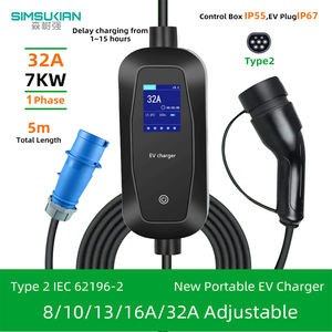 Nouveau <span class=keywords><strong>chargeur</strong></span> de voiture électrique <span class=keywords><strong>portable</strong></span> Simsukian SK-AC16 16A 3.5/7KW Connecteur Type2/GBT Faible <span class=keywords><strong>consommation</strong></span> d'énergie en veille Câble de 5 m Certifié CE - Product Image 2