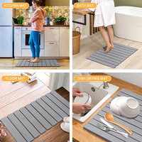 Tapis de séchage absorbant rapide en pierre de diatomée écologique et pliable pour comptoir de cuisine et vaisselle