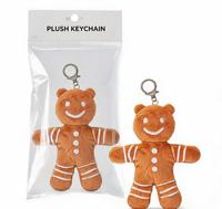Porte-clés en peluche personnalisé, adorable bonhomme en pain d'épices, jouet en peluche, design personnalisé, pendentif en peluche de Noël pour cadeau promotionnel