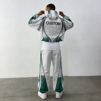 Veste à capuche zippée personnalisée avec imprimé lettres, pantalon à cordon de serrage épais grande taille, streetwear décontracté en mélange de polyester coupe oversize