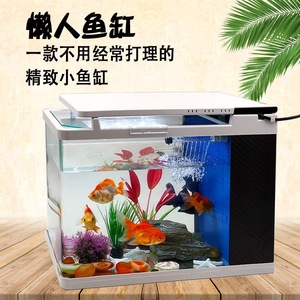 Glass <b>Aquarium</b> With Integrated <b>Filter</b> And Oxygen Generator 39x22.5x30.5cm Small Desktop Eco Tank For Home Use - Product Image 2