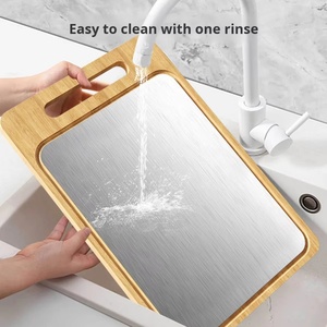 Tabla de cortar de doble cara de acero inoxidable, juego de tablas de cortar para cocina, para separar carne cruda, queso y filetes - Product Image 6