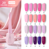 Vernis à ongles gel UV LED longue tenue, 20 couleurs rose et violet, finition haute brillance, directement de l'usine, pour salon.