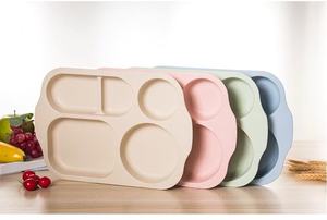 Plateau à dîner en <span class=keywords><strong>plastique</strong></span> écologique, assiette rectangulaire moderne avec fourchette, cuillère et baguettes, pour enfants et adultes. - Product Image 5