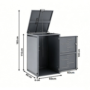 Nouvelle poubelle extérieure en acier pour l'extérieur, design moderne et minimaliste, avec housse de protection imperméable pour jardins et cours. - Product Image 4