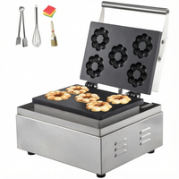 Machine à mini-beignets et gaufres automatique professionnelle 6 grilles, antiadhésive, électrique, en acier inoxydable, équipement de préparation de snacks pour boulangerie et café