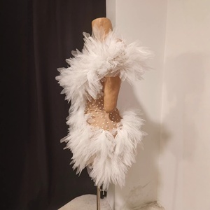 Robe sexy asymétrique à une épaule avec perles et design ailes en maille, jupe moulante, pour mannequin de bar et mannequin de voiture - Product Image 2