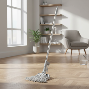 Gizmop 500 Gr Mopa Húmeda Antibacteriana Reutilizable y Sostenible con Bucle de Algodón, Palo de Acero Inoxidable, Autoescurridor, Duradera y Moderna para Parquet - Product Image 3