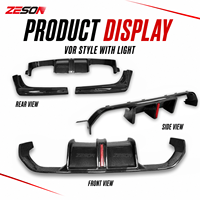 Diffuser Belakang Serat Karbon Kering Model V dengan Lampu LED untuk BMW M3 M4 F80 F82 2014-2018 Splitter Bumper Belakang